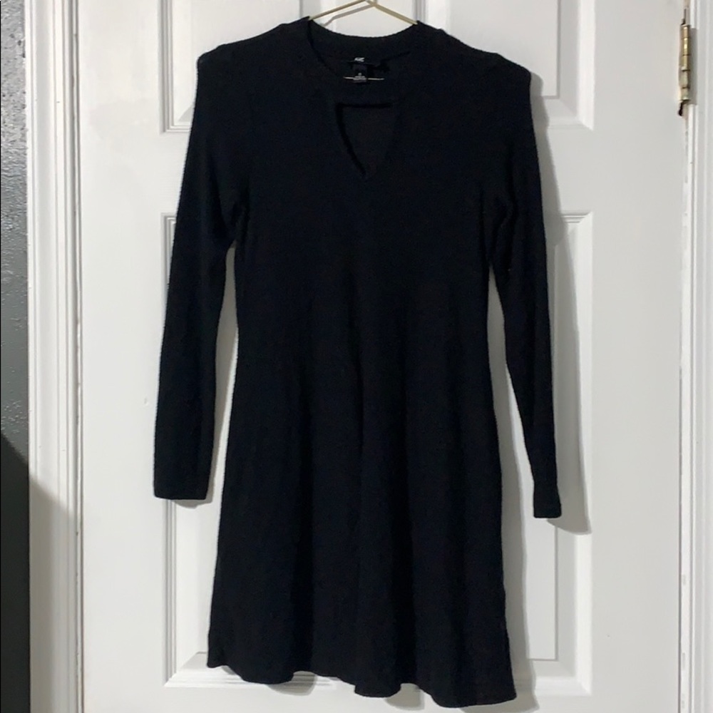 Block long sleeve mini dress